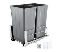 VEVOR Poubelle Coulissante sous Évier et sous Plan 2x43,4 L, Collecteur de Déchets avec Système Coulissant en Métal à Fermeture Douce, Système de Tri Sélectif Placard Meuble Bas, Cuisine, Gris