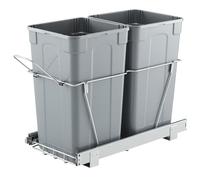 VEVOR Poubelle Coulissante sous Évier et sous Plan avec Grande Capacité de 2x24,85 L, Collecteur de Déchets de Cuisine avec Poignée, Système de Tri Sélectif pour Placard Meuble Bas, Restaurant, Gris
