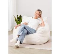Pouf 92 cm avec Accoudoirs Souples et Poche de Rangement-VEVOR-Fauteuil Paresseux Mousse à Mémoire de Forme 25D Remplie-Blanc
