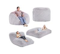 VEVOR Pouf Convertible en Louange Matelas, Fauteuil Pouf avec Housse Lavable pour Adultes, Fauteuil Paresseux en Peluche Moelleuse, Rembourrage en Mousse et Poche Latérale, pour Salon, Taille Queen