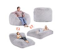 VEVOR Pouf Convertible en Louange Matelas Fauteuil Paresseux Gris pour Salon