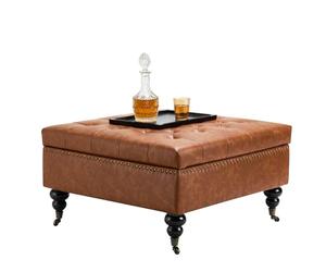 VEVOR Pouf de Rangement carré en Cuir, Table Basse capitonnée et rembourrée avec roulettes, ottomane de Rangement en Similicuir Haute densité, Repose-Pieds pour Salon, Chambre, dortoir, Marron