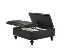 VEVOR Pouf de rangement carré en cuir table basse rembourrée pour salon noir