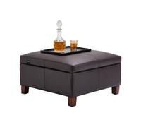 VEVOR Pouf de rangement carré en cuir table basse rembourrée salon marron foncé