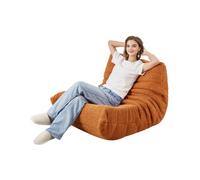 VEVOR Pouf en Forme de L avec Accoudoirs Souples et Poche de Rangement Marron