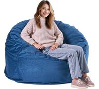 VEVOR Pouf Rond, Fauteuil Paresseux avec Housse Amovible et Lavable, Rembourrage de Mousse Haute Densité et Velours Hollandais, avec Poignée et Poche Latérale, pour Chambre, Salon, Salle de Jeux, Bleu