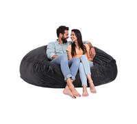 VEVOR Pouf Rond, Fauteuil Paresseux avec Housse Amovible et Lavable, Rembourrage de Mousse Haute Densité et Velours Hollandais, avec Poignée et Poche Latérale, pour Salon, Salle de Jeux, Noir