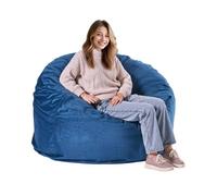 VEVOR Pouf Rond, Fauteuil Paresseux avec Housse Amovible et Lavable, Rembourrage de Mousse Haute Densité et Velours Hollandais, avec Poignée et Poche Latérale, pour Chambre, Salon, Salle de Jeux, Bleu
