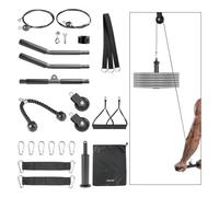 VEVOR Poulie Musculation 2PCs, Système de Poulie pour Fitness Capacité 150 kg, pour Tirage Vertical Extensions de Triceps Biceps Dos et Épaules, avec 2 Câbles en Acier, Barre Courte et Poignée à Corde