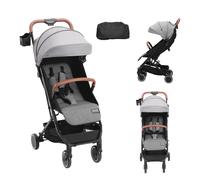 VEVOR Poussette standard pour bébé, poussette pour tout-petit avec dossier réglable 95° à 175° repose-pieds réglable 0/90° pliable en un clic porte-gobelet sac de transport pour nouveau-né, gris foncé