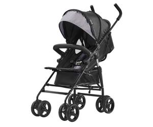 VEVOR Poussette légère pour bébé, poussette pour tout-petit compacte avec dossier inclinable, cadre acier au carbone, grand panier de rangement, porte-gobelet, pour nouveau-né, voyage, gris clair noir