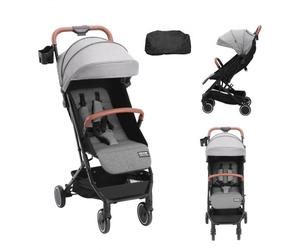 VEVOR Poussette standard pour bébé, poussette pour tout-petit avec dossier réglable 95° à 175° repose-pieds réglable 0/90° pliable en un clic porte-gobelet sac de transport pour nouveau-né, gris foncé