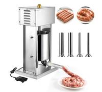 VEVOR Poussoir à Saucisses Électrique 10 L, Machine à Saucisses Verticale en Acier Inoxydable, Ensacheuse à Contrôle de Vitesse en Continu et Pédale, avec 4 Tubes de Remplissage, pour Cuisine