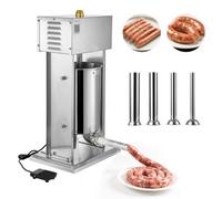 VEVOR Poussoir à Saucisses Électrique 12 L, Machine à Saucisses Verticale en Acier Inoxydable, Ensacheuse à Contrôle de Vitesse en Continu et Pédale, avec 4 Tubes de Remplissage, pour Cuisine