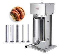 VEVOR Poussoir à Saucisses Électrique 12 L, Machine à Saucisses Verticale Moteur 200 W, Ensacheuse Saucisse en Inox 304 Alimentaire, Contrôle de Vitesse en Continu, 5 Tubes de Remplissage, Restaurant