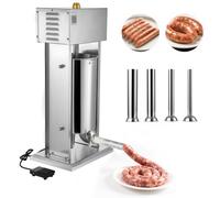 VEVOR Poussoir à Saucisses Électrique 15 L, Machine à Saucisses Verticale en Acier Inoxydable, Ensacheuse à Contrôle de Vitesse en Continu et Pédale, avec 4 Tubes de Remplissage, pour Cuisine