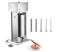 VEVOR Poussoir à Saucisses Électrique 25 L, Machine à Saucisses Verticale en Acier Inoxydable, pour Cuisine Restaurant Supermarché Boucherie, Vitesse Variable et Pédale, avec 5 Tubes de Remplissage