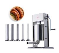 VEVOR Poussoir à Saucisses Manuel 10 L, Machine à Saucisses Verticale en Acier Inoxydable 304 de Qualité Alimentaire, Ensacheuse Saucisse avec 5 Tubes de Remplissage, pour Cuisine Domicile Restaurant