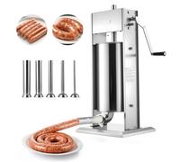VEVOR Poussoir à Saucisses Manuel 15 L, Machine à Saucisses Verticale en Acier Inoxydable, Appareil pour Remplissage de Saucissons Restaurant Boucherie Maison, Deux Vitesses, 5 Tubes de Remplissage
