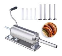 VEVOR Poussoir à Saucisses Manuel 2,5 L, Machine à Saucisses Horizontale avec Pince de Type U, Ensacheuse Saucisse en Acier Inoxydable Alimentaire, 8 Tubes de Remplissage, pour Cuisine Restaurant