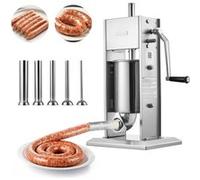 VEVOR Poussoir à saucisses manuel 3 L – vertical, acier inoxydable, 2 vitesses, 5 tubes