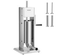 VEVOR Poussoir à Saucisses Manuel 5 L Machine à Saucisses Verticale en Acier Inoxydable Alimentaire Ensacheuse Saucisse 4 Tubes de Remplissage 2 Vitesses Réglables pour Churros Saucissons Restaurant
