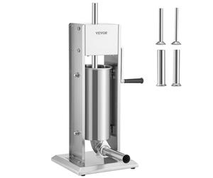VEVOR Poussoir à Saucisses Manuel 5 L Machine à Saucisses Verticale en Acier Inoxydable Alimentaire Ensacheuse Saucisse 4 Tubes de Remplissage 2 Vitesses Réglables pour Churros Saucissons Restaurant