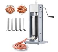 VEVOR Poussoir à Saucisses Manuel 5 L, Machine à Saucisses Verticale en Acier Inoxydable, Appareil pour Remplissage de Saucissons Restaurant Boucherie Maison, Deux Vitesses, 5 Tubes de Remplissage