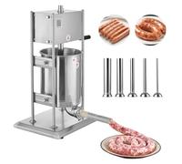 VEVOR Poussoir à Saucisses Manuel Capacité 10 L, Machine à Saucisses Verticale en Acier Inoxydable, Ensacheuse à Double Vitesse, avec 5 Tubes de Remplissage, pour Cuisine, Domicile, Restaurant