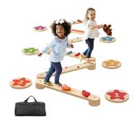 VEVOR Poutres d'équilibre en bois pour tout-petits, 6PCS, jouet Montessori pour enfant 2-6 ans, avec pierres d'obstacle pour coordination, motricité, gymnastique, intérieur, extérieur, filles, garçons