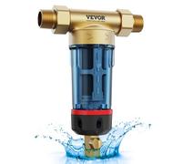 VEVOR Préfiltre à eau rotatif, 19 mm G-M + 25,4 mm G-M, filtre à sédiments de 40 microns d'eau de puits pour toute la maison, 4 T/H débit élevé, pour systèmes de filtration d'eau dans toute la maison