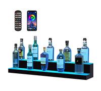 VEVOR Présentoir à Bouteilles Lumineux Éclairé par LED, Étagère à Vins 2 Marches 101,4 cm, Présentoir à Boisson Commercial, en Acrylique, avec Télécommande RF et Contrôle par Application, Bar Domicile
