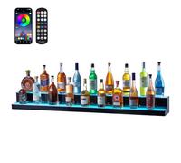 VEVOR Présentoir à Bouteilles Lumineux Éclairé par LED, Étagère à Vins 2 Niveaux 152,4 cm, Présentoir à Boisson Commercial, en Acrylique, avec Télécommande RF et Contrôle par Application, Bar Domicile