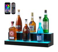 VEVOR Présentoir à Bouteilles Lumineux Éclairé par LED, Étagère à Vins 2 Niveaux 60 cm, Présentoir à Boisson Commercial, en Acrylique, avec Télécommande RF et Contrôle par Application, Bar Domicile