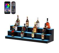 VEVOR Présentoir à Bouteilles Lumineux Éclairé par LED, Étagère à Vins 3 Marches 101,5 cm, Présentoir à Boisson Commercial, en Acrylique, avec Télécommande RF et Contrôle par Application, Bar Domicile