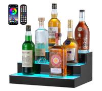 VEVOR Présentoir à Bouteilles Lumineux Éclairé par LED, Étagère à Vins 3 Marches 40 cm, Présentoir à Boisson Commercial, en Acrylique, avec Télécommande RF et Contrôle par Application, Bar Domicile