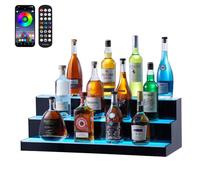 VEVOR Présentoir à Bouteilles Lumineux Éclairé par LED, Étagère à Vins 3 Niveaux 76,2 cm, Présentoir à Boisson Commercial, en Acrylique, avec Télécommande RF et Contrôle par Application, Bar Domicile