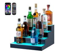 VEVOR Présentoir à Bouteilles Lumineux Éclairé par LED, Étagère à Vins 4 Niveaux 40,6 cm, Présentoir à Boisson Commercial, en Acrylique, avec Télécommande RF et Contrôle par Application, Bar Domicile