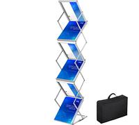 VEVOR Présentoir à Brochures en Alliage Aluminium Pliable Porte-Brochures sur Pied 6 Compartiments A4 Portable Charge 2 kg avec Sac Porte-Revue pour Magazines Journaux Foires Exposition 26x36x152 cm