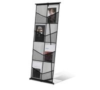 VEVOR Présentoir à Brochures sur Pied, Porte Brochure en Filet, 4 Nieaux et 8 Compartiments A4, pour Magazines, Catalogues, Revues, Journaux, Pliable et Portable avec Sac de Transport, pour Salons