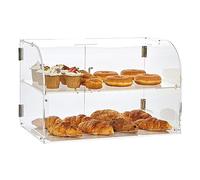 VEVOR Présentoir à Pâtisserie à 2 Niveaux Vitrine de Boulangerie Transparente en Acrylique Léger Étagère Présentation Pâtisserie pour Pain Viennoiserie Dessert Bonbons Bar Café Magasin Restaurant