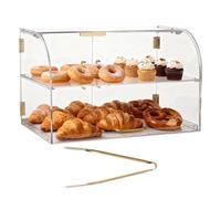 VEVOR Présentoir à Pâtisserie, Vitrine de Boulangerie Commerciale en Acrylique Transparent 2 Niveaux pour Pain, Beignets, Croissants, Gâteaux, Portes Magnétiques et Porte Relevable, 558x355x355 mm
