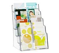 VEVOR Présentoir de Table en Acrylique Transparent, Porte-Brochures à 4 Niveaux, Porte-affiche de Comptoir et Montage Mural, pour Prospectus, Revues, Magasines, Exposition, Restaurant, Bureau