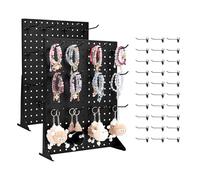 VEVOR Présentoir Panneaux Perforés, 44 x 33,5 cm, Lot de 2, avec 30 Crochets, Charge 5 kg, Panneau Perforé de Rangement Acier Laminé à Froid Épais pour Épicerie, Magasin de Détail, Bijouterie, Noir