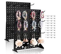 VEVOR Présentoir Panneaux Perforés, 44 x 33,5 cm, Lot de 2, avec 30 Crochets, Charge 5 kg, Panneau Perforé de Rangement Acier Laminé à Froid Épais pour Épicerie, Magasin de Détail, Bijouterie, Noir