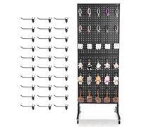 Tableau enfichable VEVOR Présentoir, 405x600x1670 mm, Présentoir avec roulettes pivotantes & 30 crochets, Tableau en acier pour épiceries, magasins de détail & bijouteries, noir