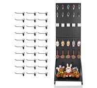 VEVOR Présentoir Panneaux Perforés sur Pied, 60 x 177 cm, avec Plaque de Base sur Roulettes, 30 Crochets, Panneau Perforé de Rangement Acier Laminé à Froid Épais pour Magasin Détail, Bijouterie, Noir