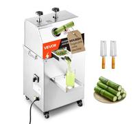 VEVOR Presse à Canne à Sucre Électrique 750 W, Extracteur de Jus de Canne à Sucre Haut Rendement de 300 kg/h, avec 3 Rouleaux en Acier Inoxydable, Mobile avec Roulettes, pour Restaurant Bar Boissons