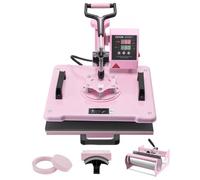 VEVOR Presse à Chaud 300 x 380 mm 5 en 1 Rose Presse pour Gobelets de 30 oz, Machine à Transfert Thermique pour T-Shirts, Mugs, Chapeaux et Assiettes, Bras Pivotant à 360°, Contrôle Numérique Précis