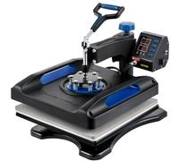 VEVOR Presse à Chaud 38 x 38 cm, Machine de Sublimation Textile 1000 W Chauffage Rapide, Presse à Chaleur Transfert par Sublimation, Numérique Pivotante à 360°, pour T-shirts/Sacs/Oreillers, Bleu